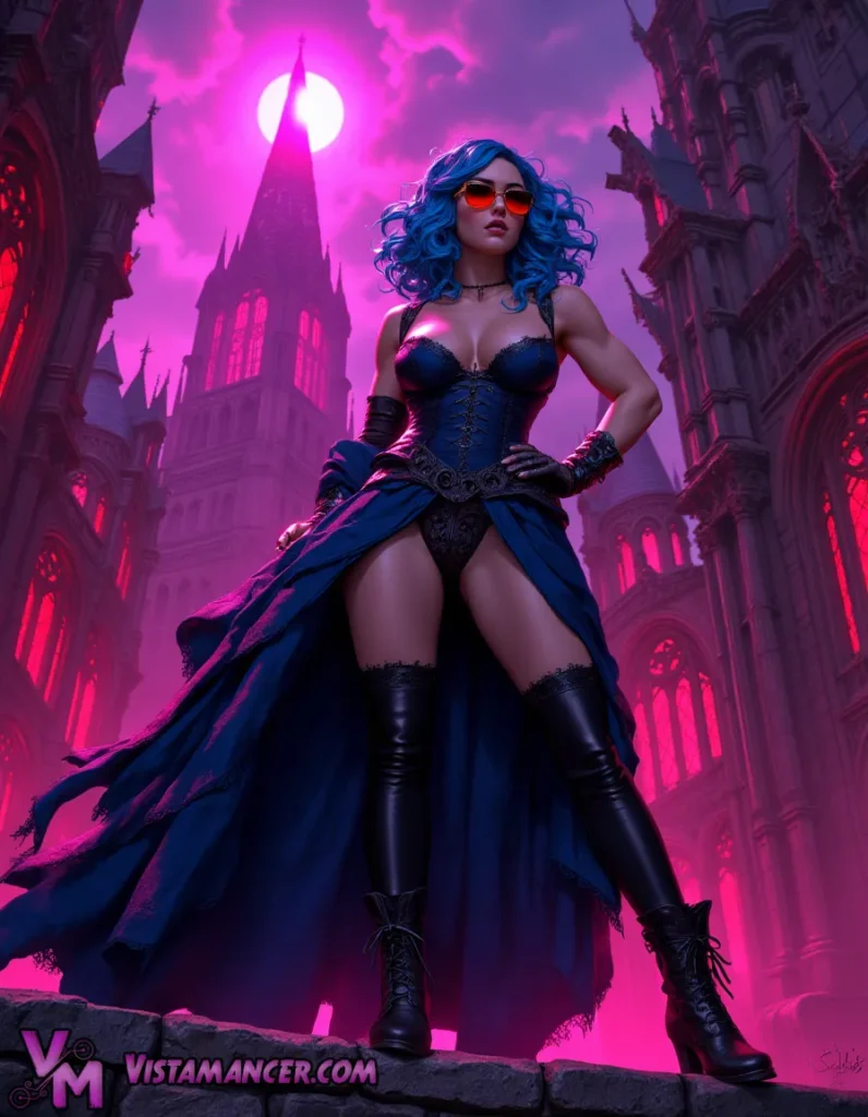 Midnight Queen of the Crimson Cathedral - Vistamancer AI Art
