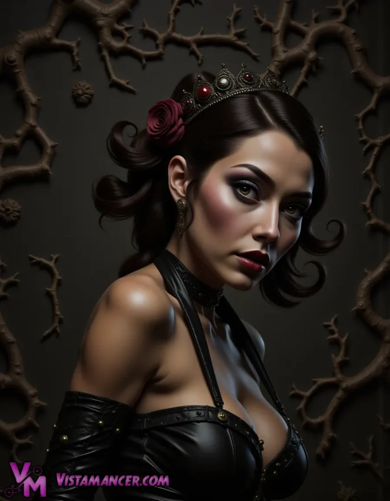Dark Queen in the Hall of Thorns - Vistamancer AI Art