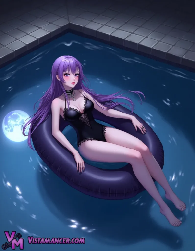 Moonlit Drift of the Violet Siren - Vistamancer AI Art