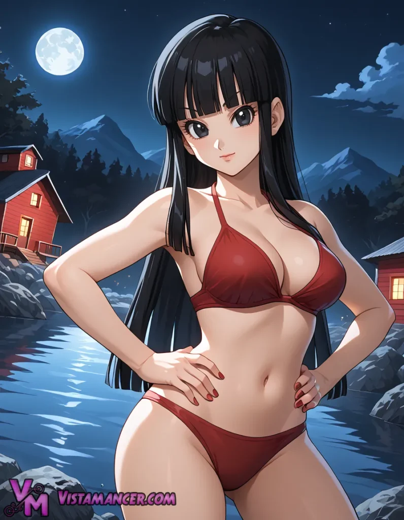 Chi-Chi Enjoys a Moonlit Escape by the Lake - Vistamancer AI Art