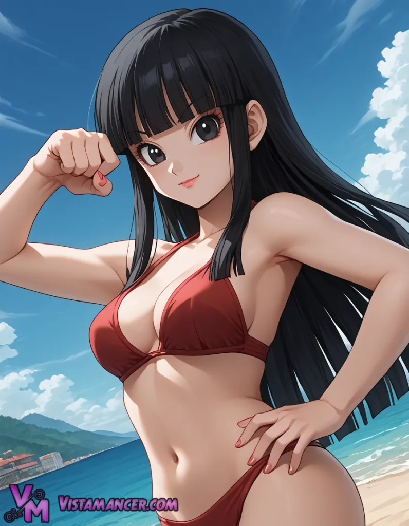 Chi-Chi Shows Her Strength on a Summer Shore - Vistamancer AI Art