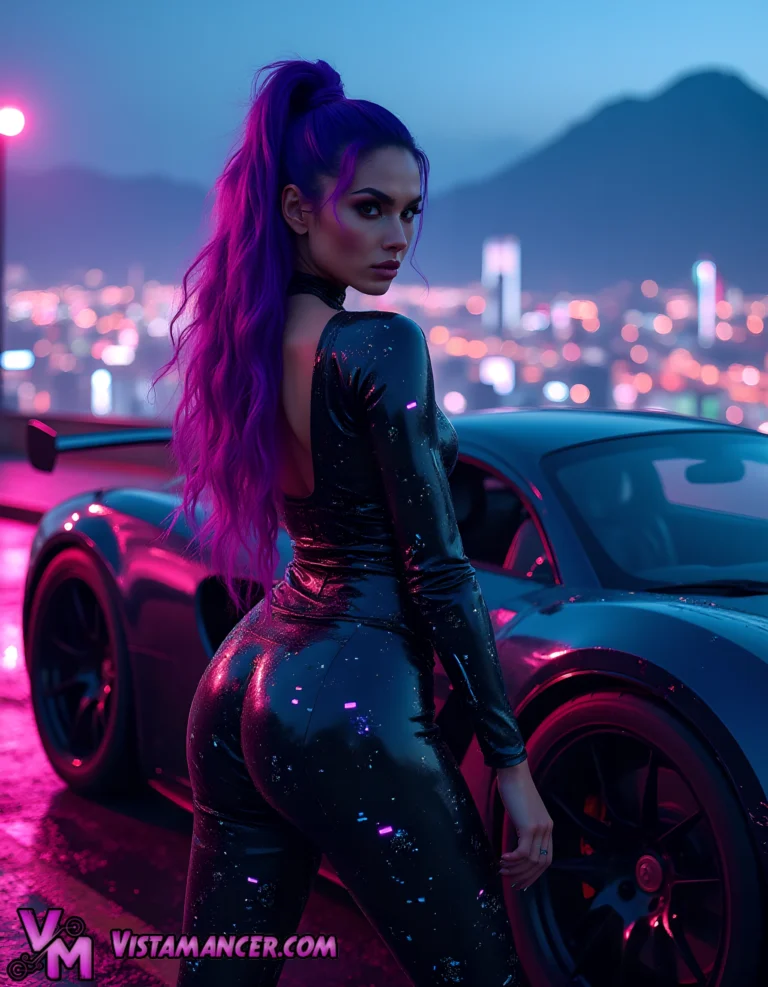 Neon Velocity and Violet Fire - Vistamancer AI Art
