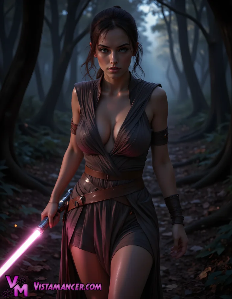Jedi’s Silent Power in the Starlit Temple - Vistamancer AI Art