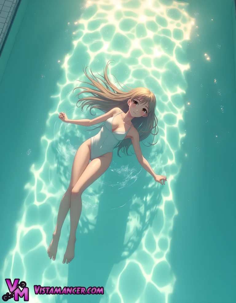 Drifting Dreams in Crystal Waters - Vistamancer AI Art
