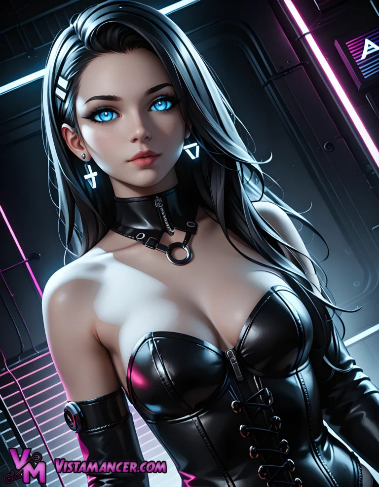 Unveiling the Neon Dominatrix - Vistamancer AI Art
