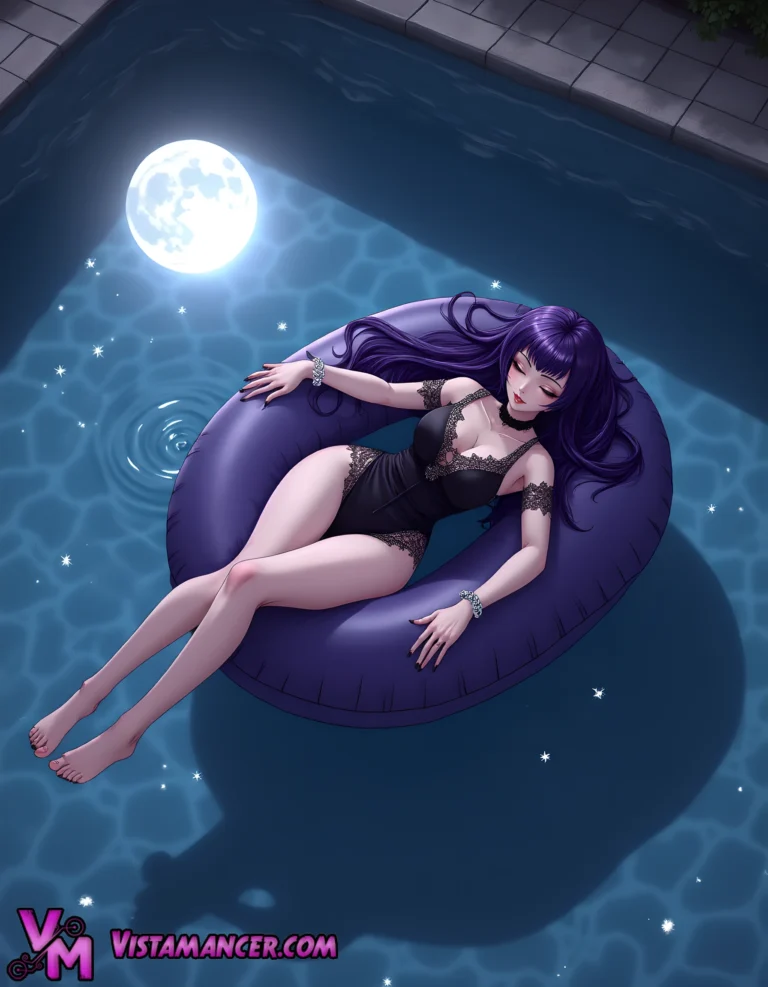 Lunar Serenity on a Midnight Float - Vistamancer AI Art