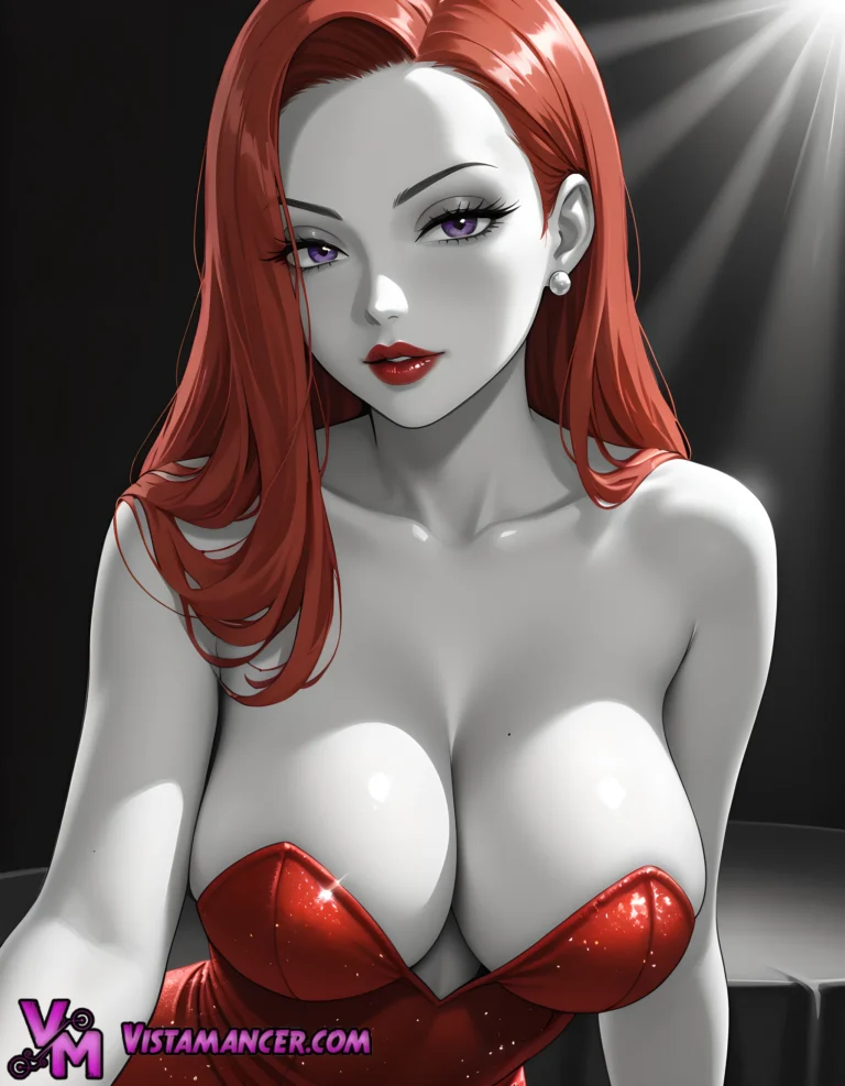 Alluring Jessica Rabbit in Spotlight - Vistamancer AI Art