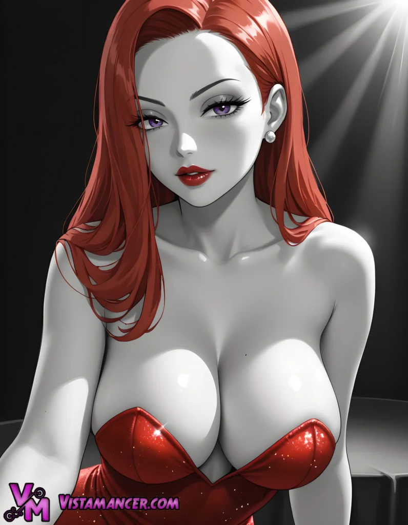 Alluring Jessica Rabbit in Spotlight - Vistamancer AI Art