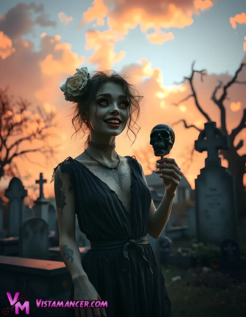 Ghastly Bride of the Silent Graveyard - Vistamancer AI Art