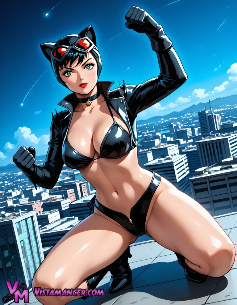 Feline Fury Over the Cityscape - Vistamancer AI Art