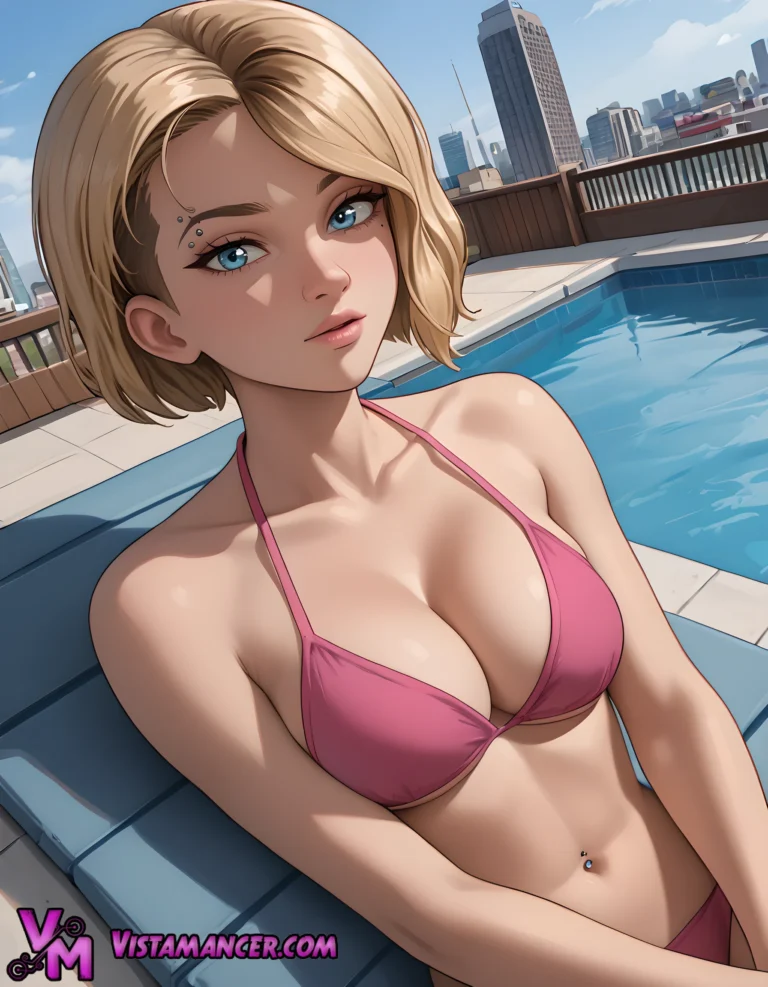 Rooftop Radiance of the City Heroine - Vistamancer AI Art