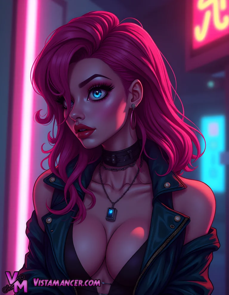 Electric Nights and Neon Allure - Vistamancer AI Art