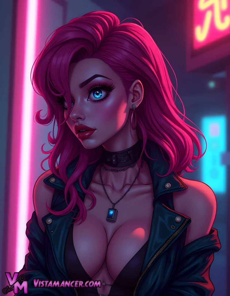 Electric Nights and Neon Allure - Vistamancer AI Art