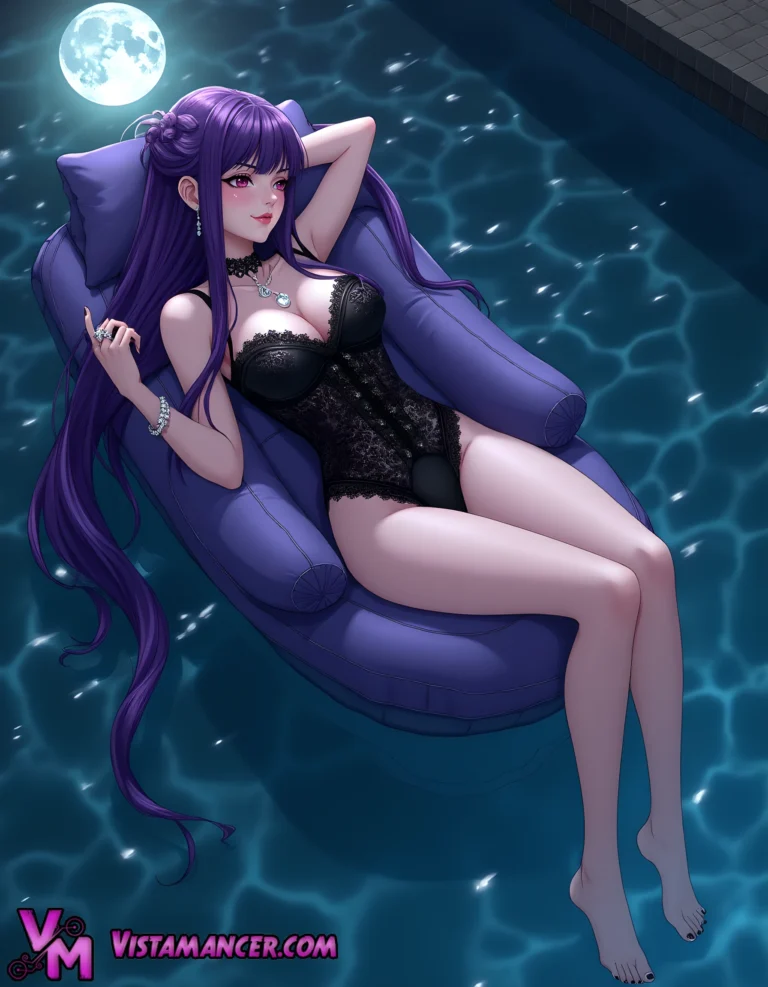 Moonlit Elegance Drifting on Water - Vistamancer AI Art