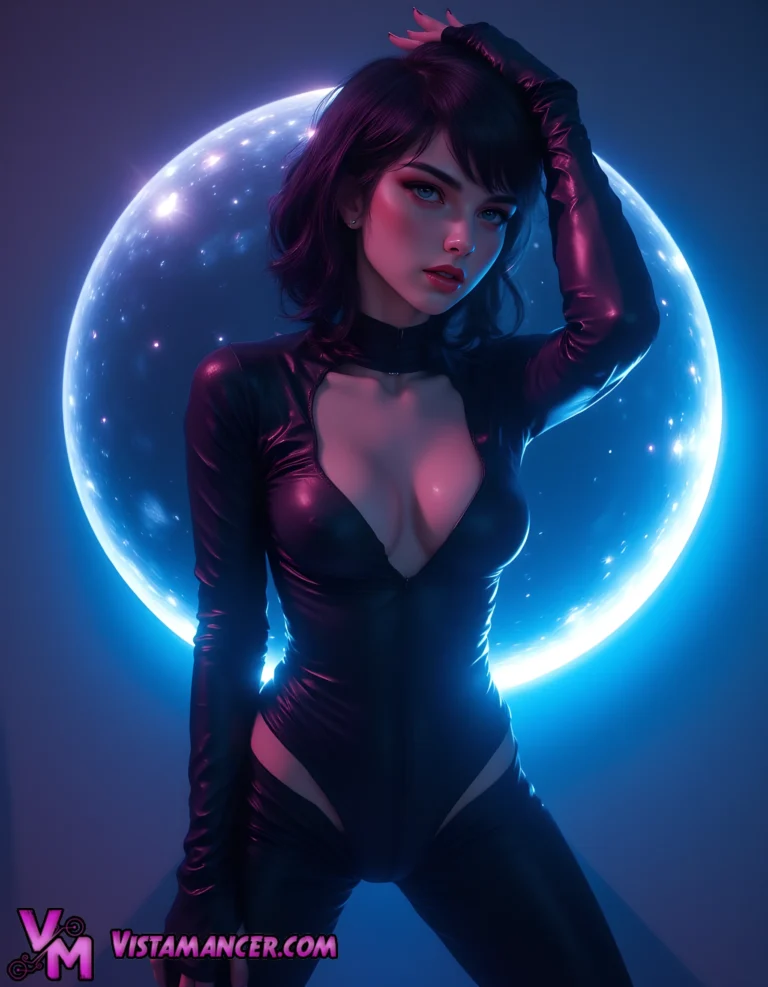 Celestial Enigma in Glossy Shadows - Vistamancer AI Art