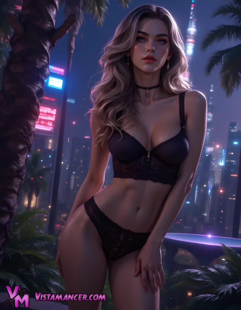 Neon Paradise Temptation - Vistamancer AI Art