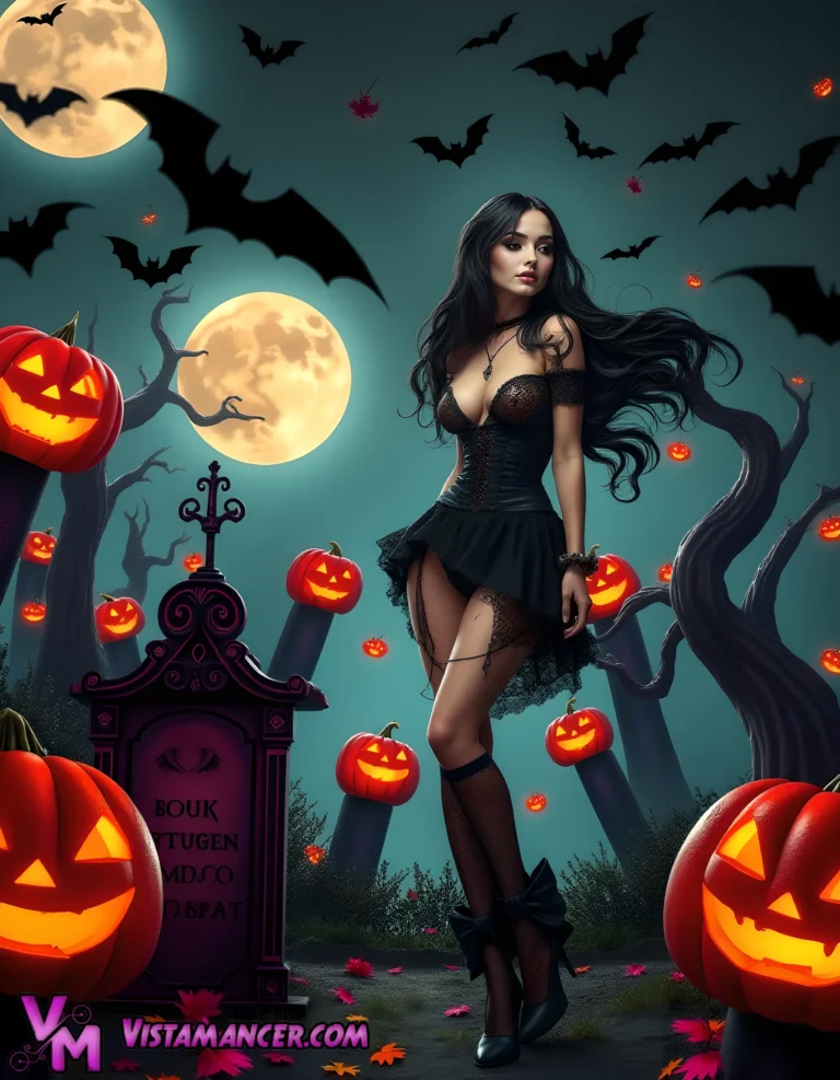 Midnight Witch's Haunting Charm - Vistamancer AI Art