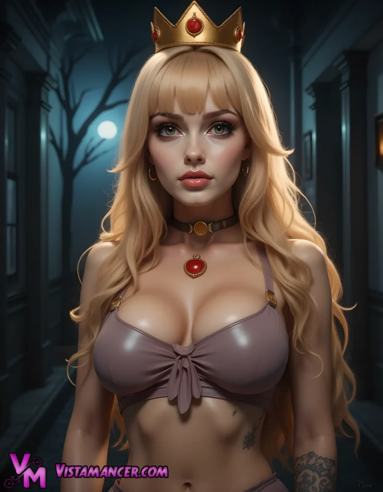 Crimson Crown in Moonlit Exile - Vistamancer AI Art