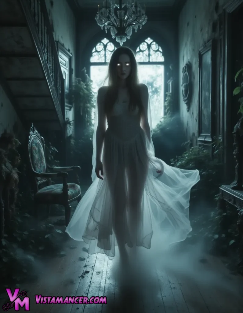 Lace gowns trailing whispers of forgotten love - Vistamancer AI Art