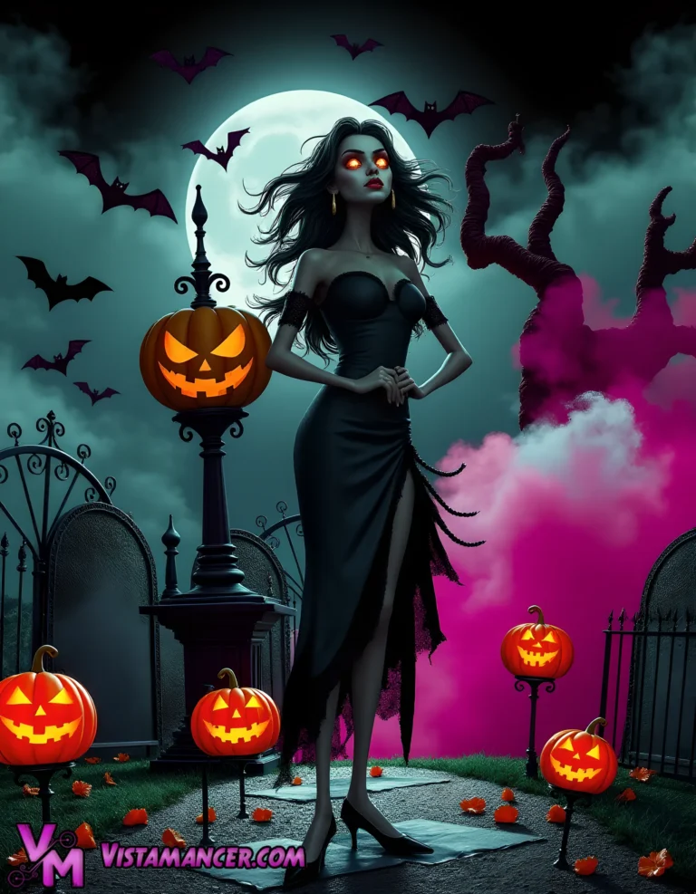 Ominous Queen of the Spectral Graveyard - Vistamancer AI Art