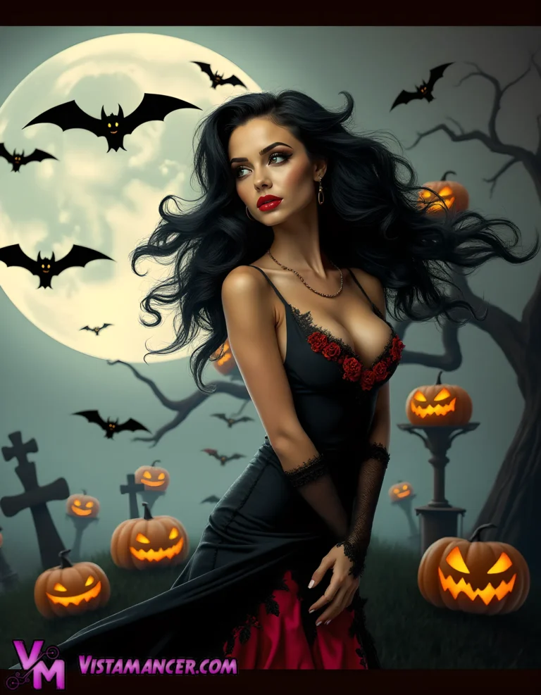 Bewitching Temptress of the Midnight Graveyard - Vistamancer AI Art