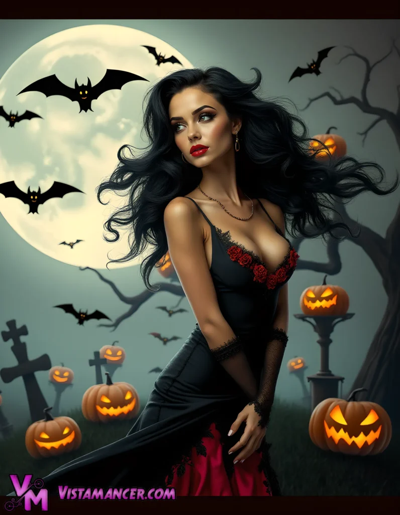 Bewitching Temptress of the Midnight Graveyard - Vistamancer AI Art