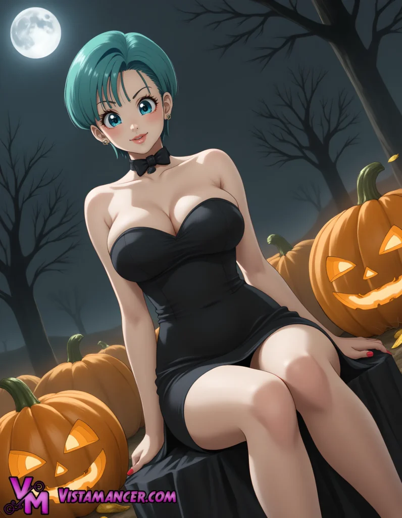 Bulma's Temptation in Pumpkin Twilight - Vistamancer AI Art