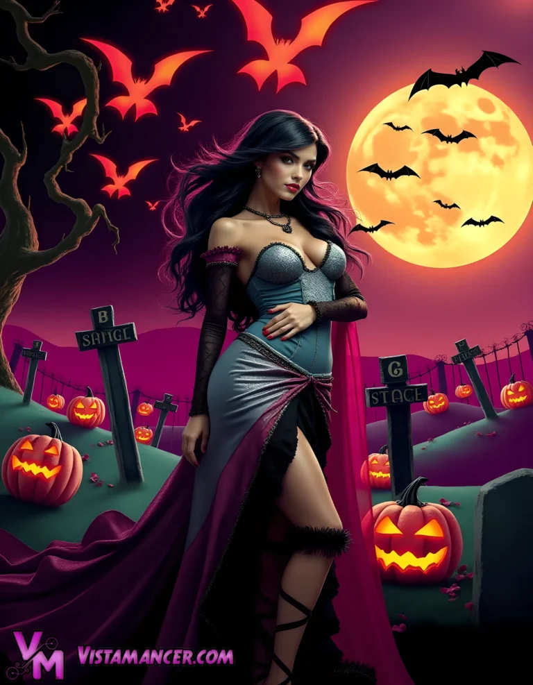 Mischief Under the Pumpkin Moonlight - Vistamancer AI Art