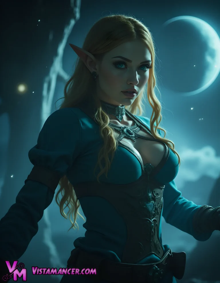 Princess Zelda Beneath the Moonlit Veil - Vistamancer AI Art