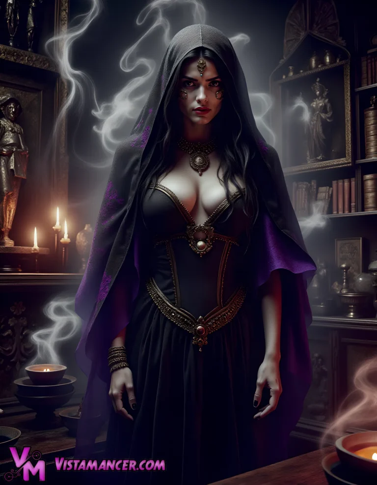 Sorceress of the Enchanted Forest Depths - Vistamancer AI Art