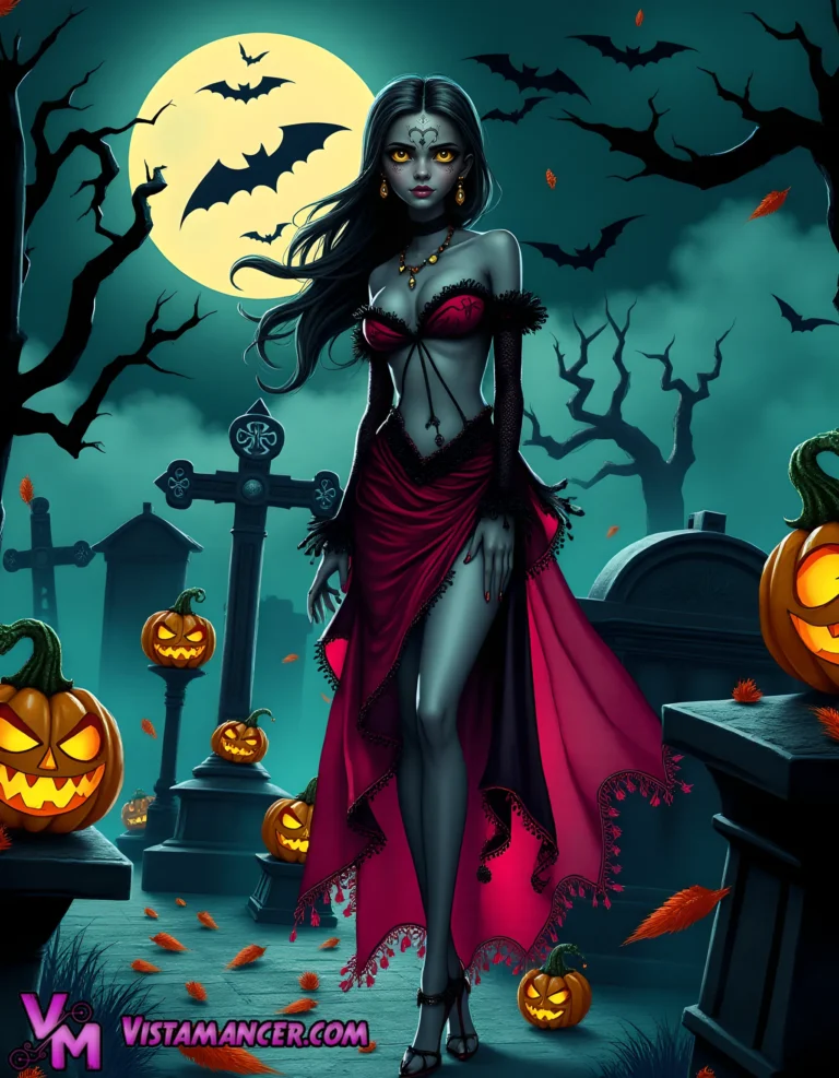 Specter of the Pumpkin Harvest Moon - Vistamancer AI Art