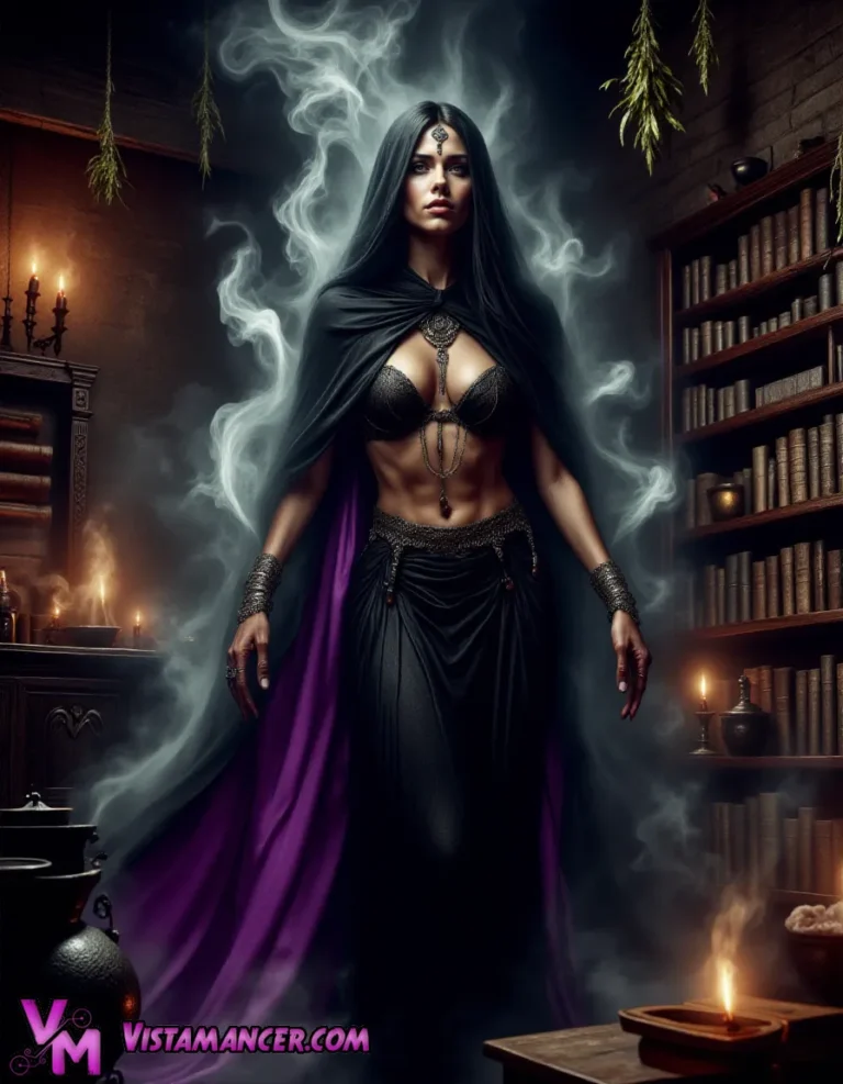 Mysterious Sorceresses in Enchanted Mist - Vistamancer AI Art