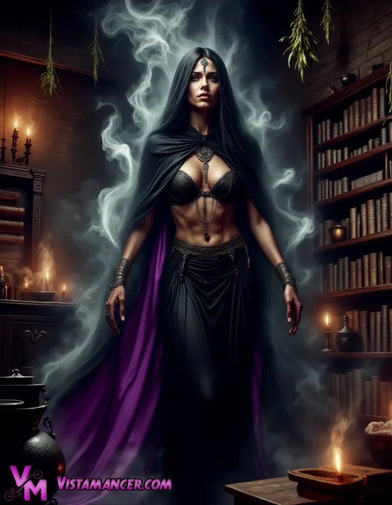 Mysterious Sorceresses in Enchanted Mist - Vistamancer AI Art