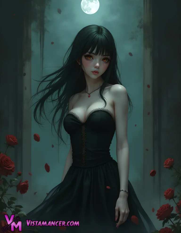 Whisper of the Midnight Rose - Vistamancer AI Art