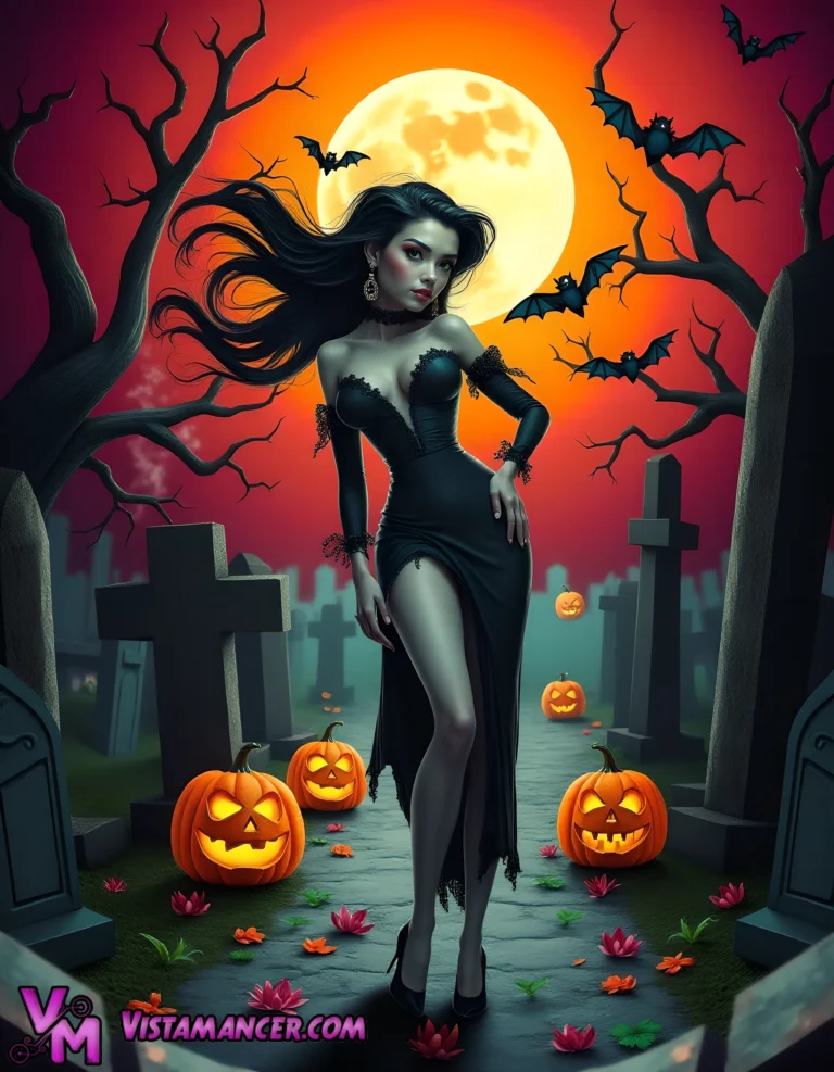Queen of the Haunted Harvest Night - Vistamancer AI Art