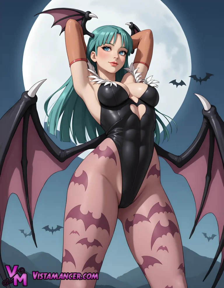 Morrigan Aensland's Midnight Allure - Vistamancer AI Art