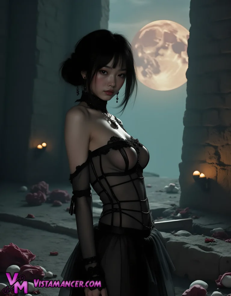 Moonlit Temptress of the Forgotten Ruins - Vistamancer AI Art