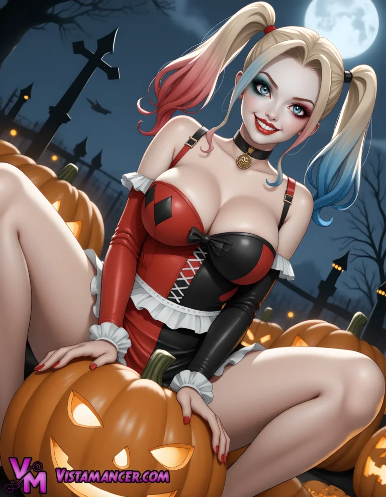 Harley Quinn’s Pumpkin Patch Madness - Vistamancer AI Art