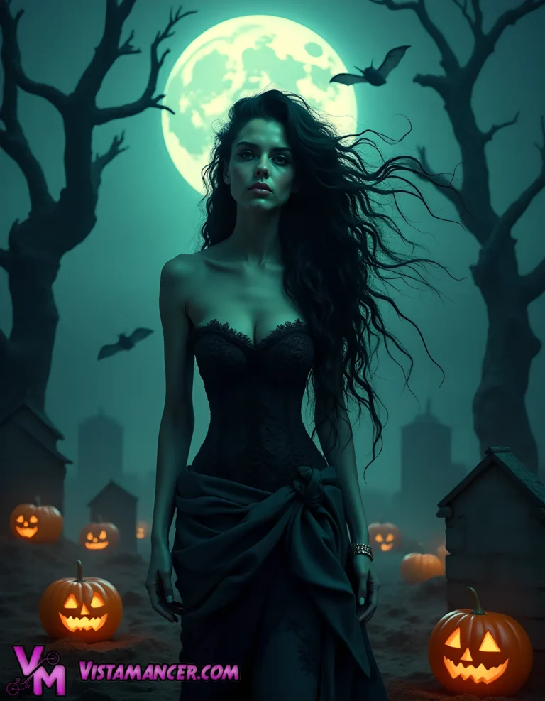 Haunting Elegance Under the Moon - Vistamancer AI Art