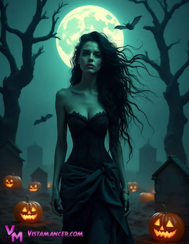 Haunting Elegance Under the Moon - Vistamancer AI Art