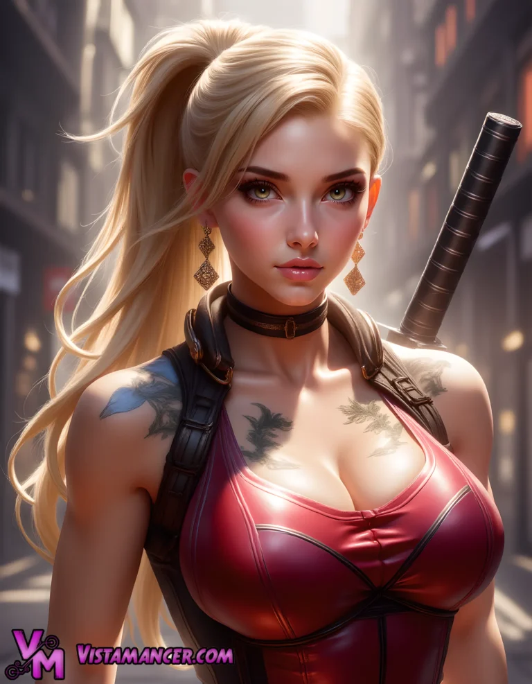 The Enigmatic Blonde Warrior - Vistamancer AI Art