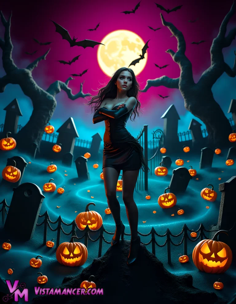 Queen of the Moonlit Graveyard - Vistamancer AI Art