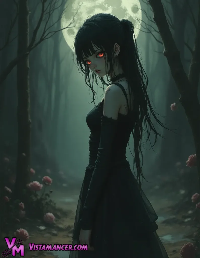 Moonlit Stranger of the Haunted Path - Vistamancer AI Art
