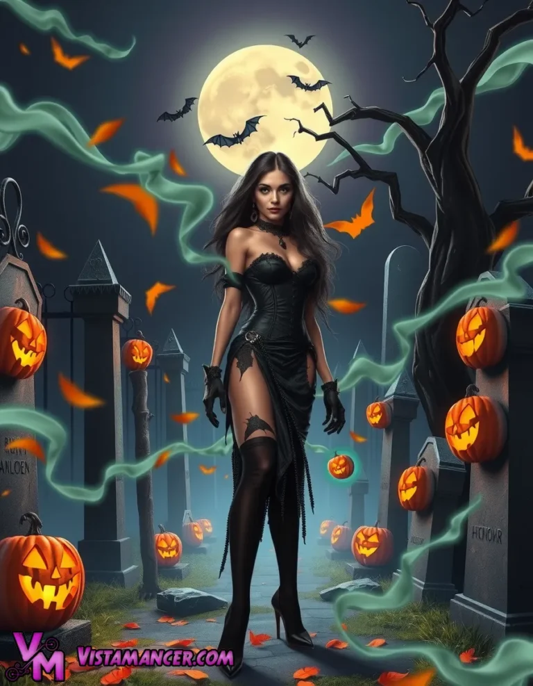 Midnight Waltz Among the Tombstones - Vistamancer AI Art