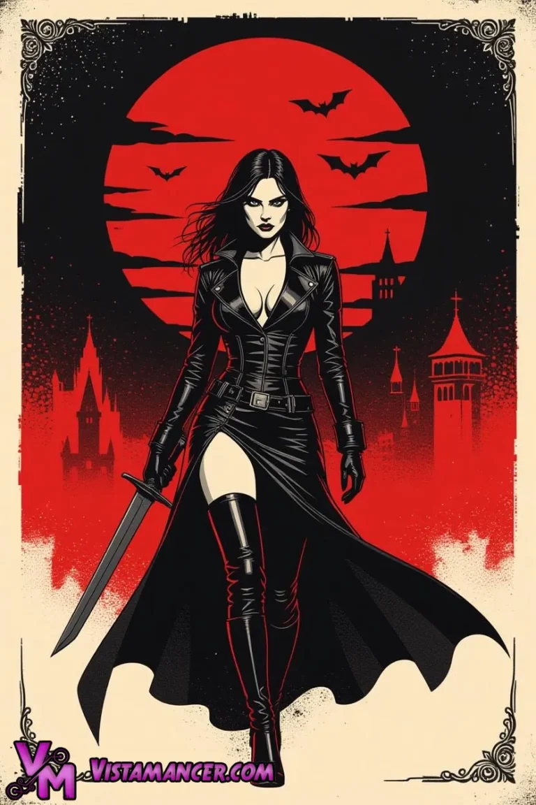 The Blood Moon Hunter Who Walks Alone Through Gothic Shadows - Vistamancer AI Art