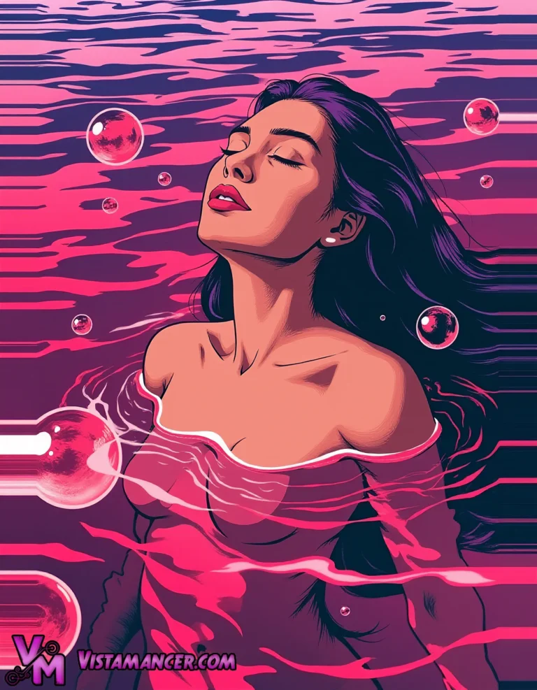 Dreaming in the Neon Tidal Waves - Vistamancer AI Art