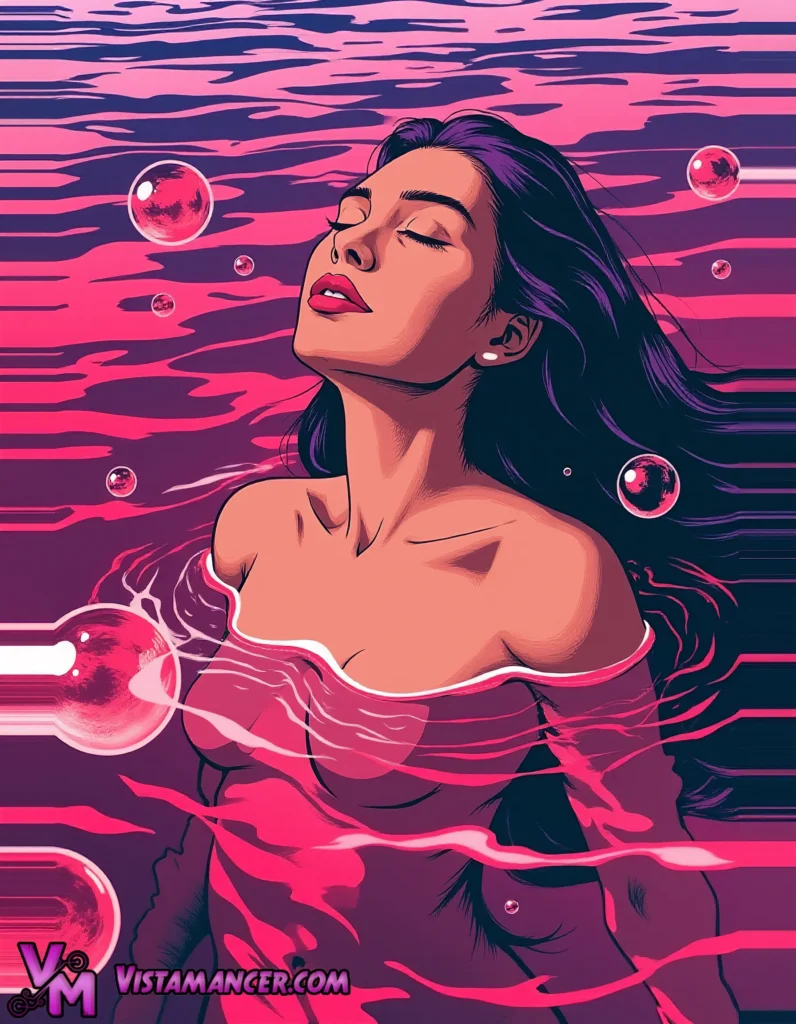 Dreaming in the Neon Tidal Waves - Vistamancer AI Art