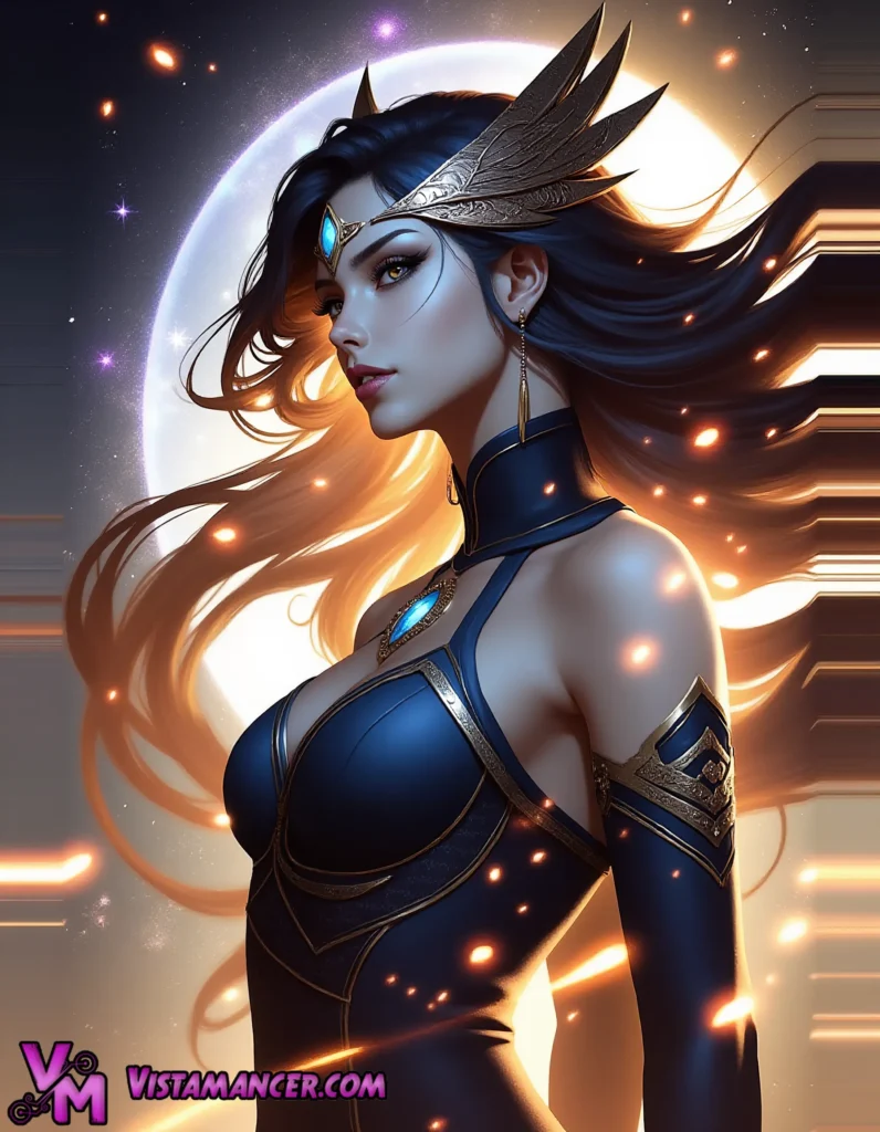 Celestial Empress of the Eternal Eclipse - Vistamancer AI Art