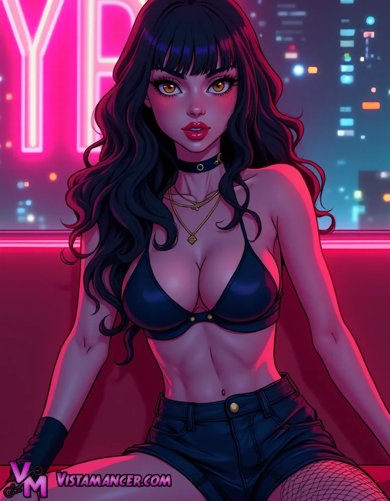 Midnight Glamour Amidst the City Glow - Vistamancer AI Art