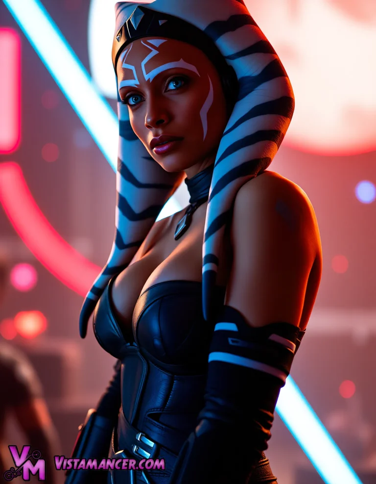 Ahsoka Tano in the Neon Aftermath - Vistamancer AI Art